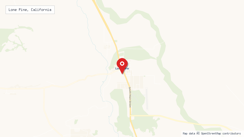Street map of Lone Pine, California with location pin