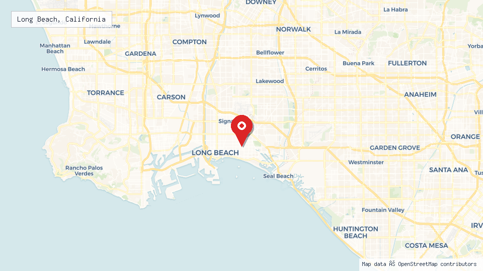 Street map of Long Beach, California with location pin