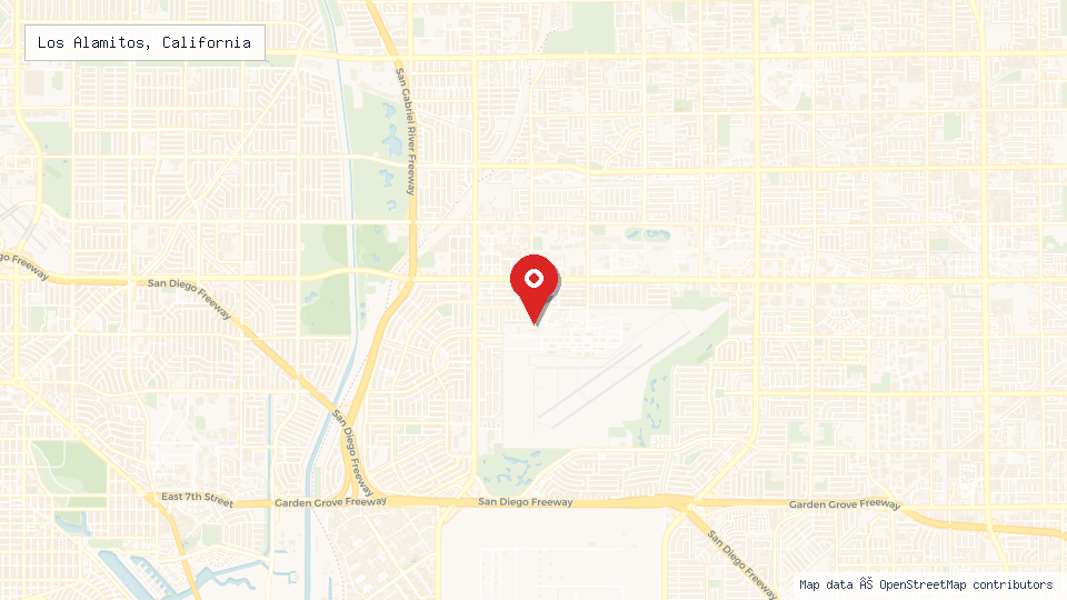 Street map of Los Alamitos, California with location pin