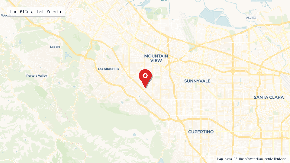 Street map of Los Altos, California with location pin