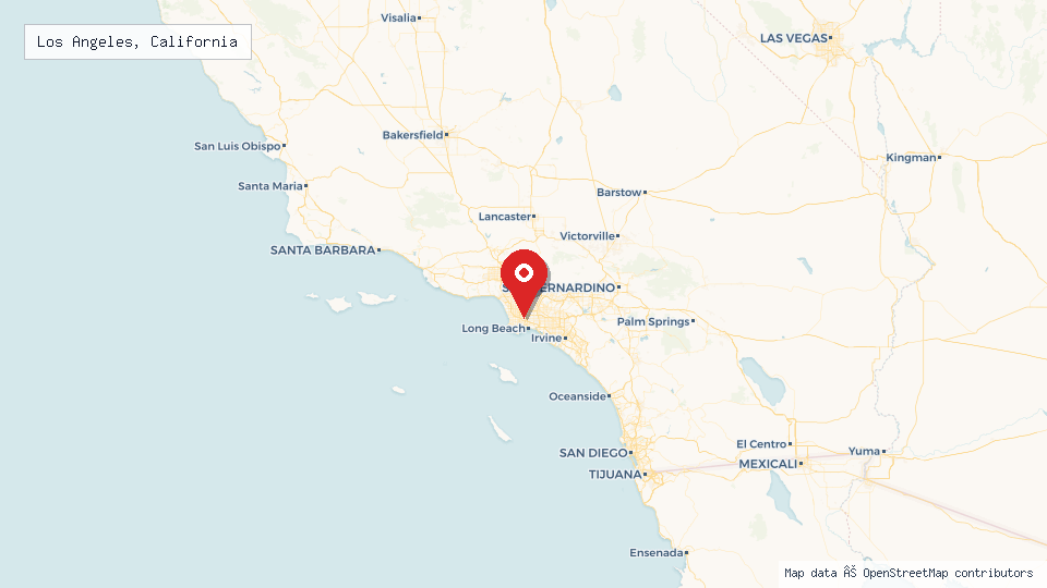 Street map of Los Angeles, California with location pin