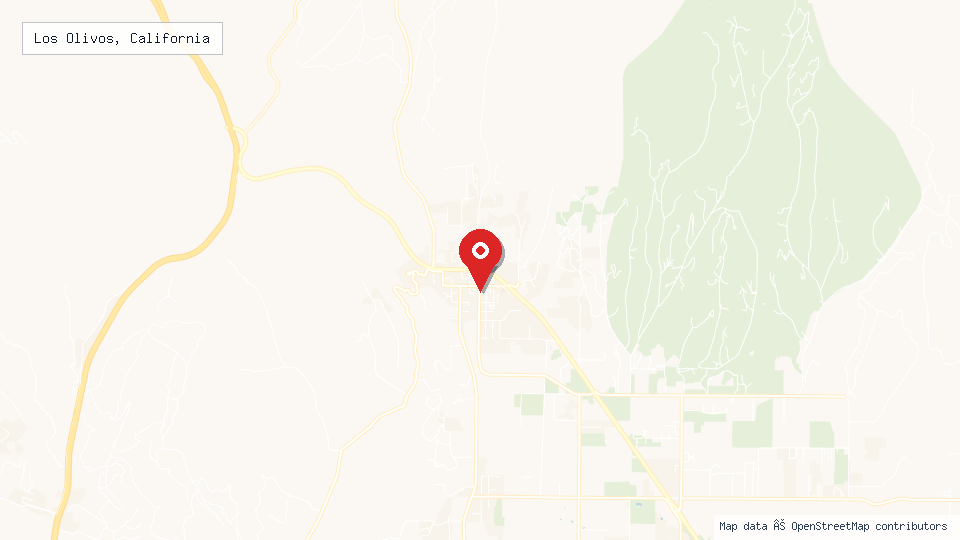 Street map of Los Olivos, California with location pin
