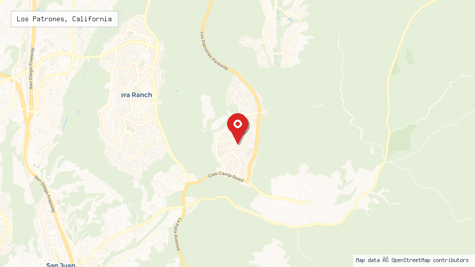 Street map of Los Patrones, California with location pin