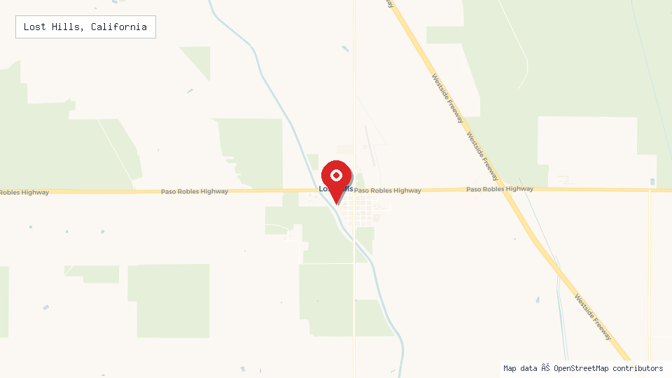 Street map of Lost Hills, California with location pin