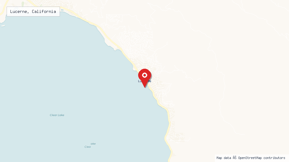 Street map of Lucerne, California with location pin
