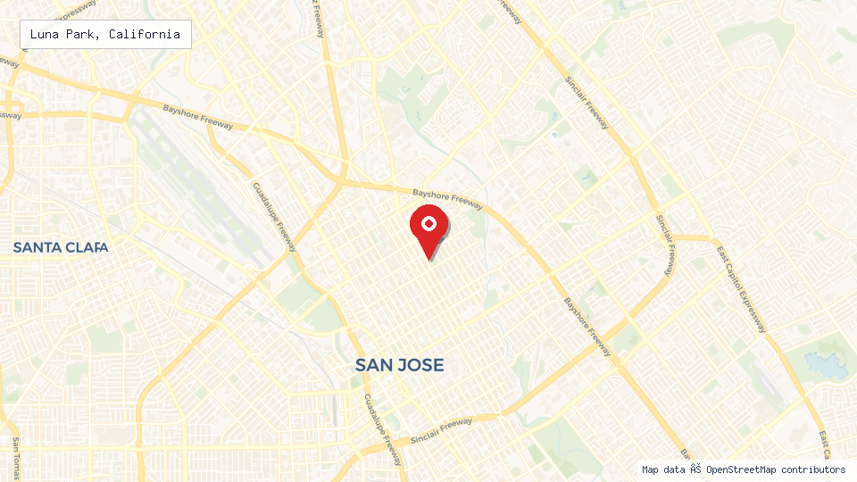 Street map of Luna Park, California with location pin