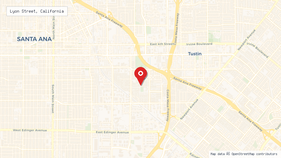 Street map of Lyon Street, California with location pin