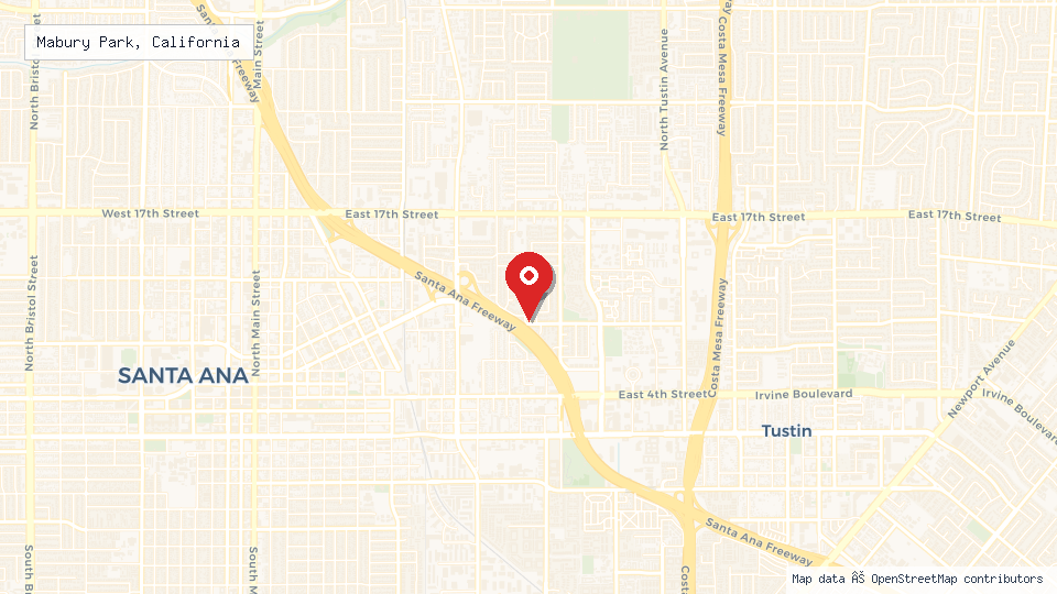 Street map of Mabury Park, California with location pin