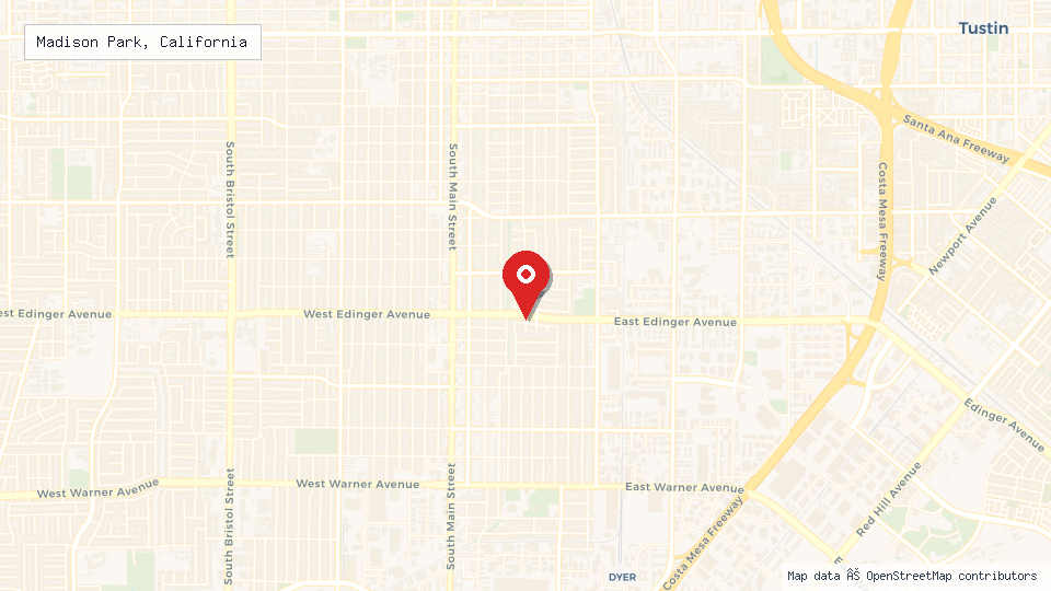 Street map of Madison Park, California with location pin