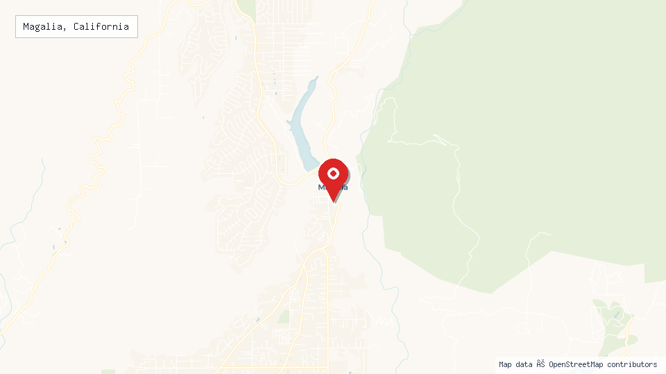 Street map of Magalia, California with location pin