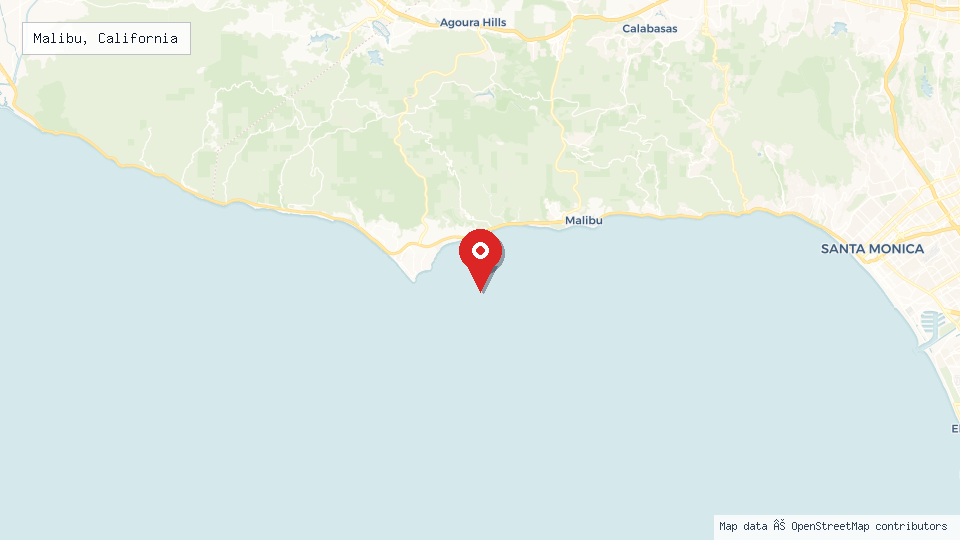 Street map of Malibu, California with location pin