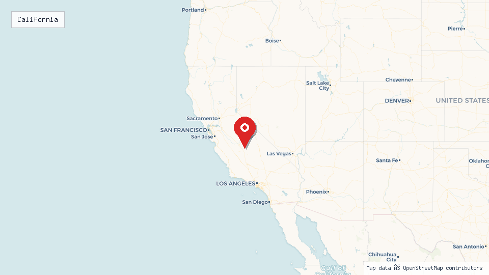 Street map of California with location pin