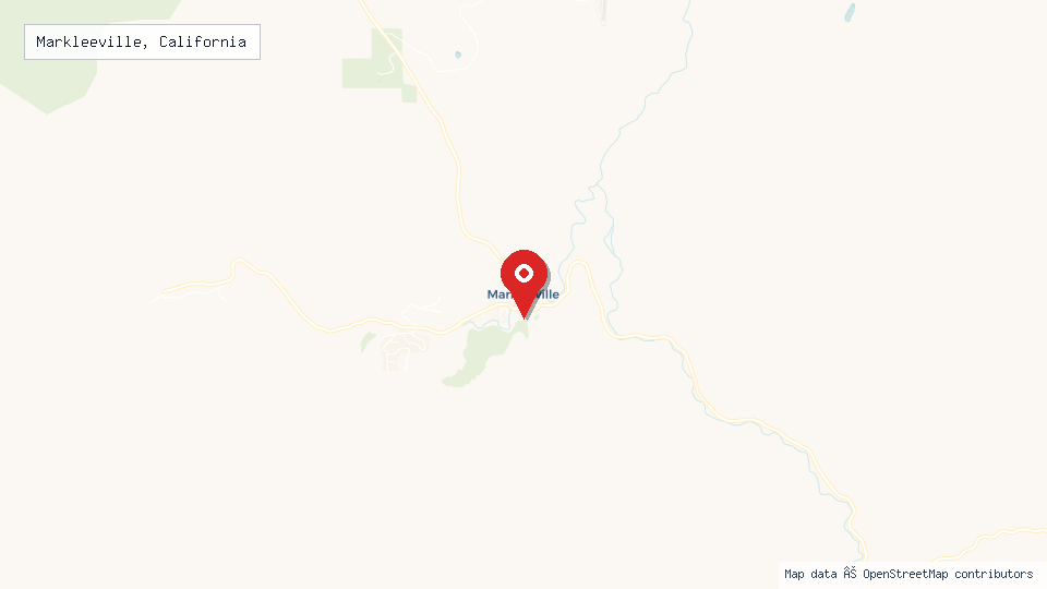 Street map of Markleeville, California with location pin