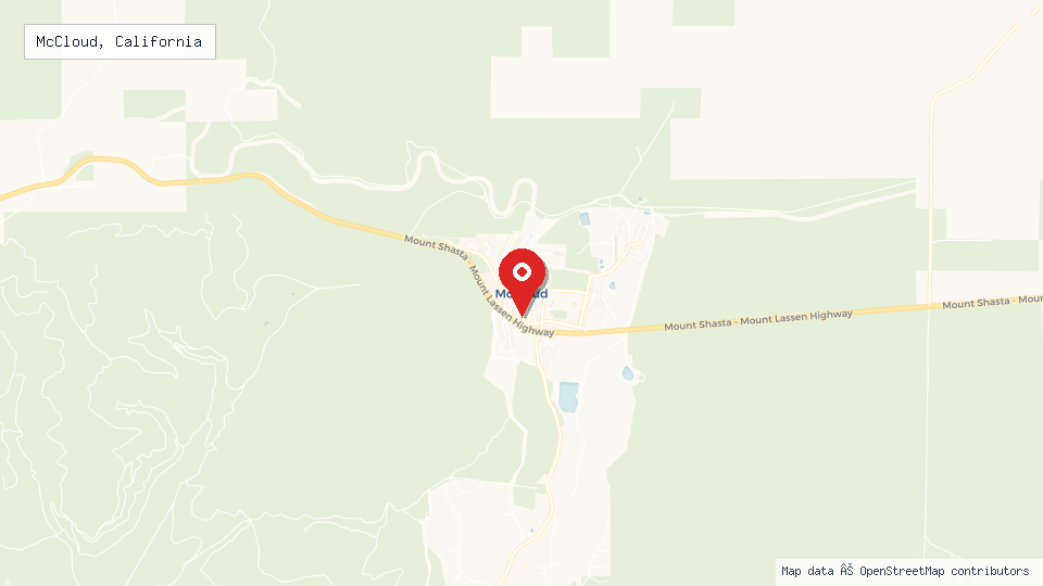 Street map of McCloud, California with location pin