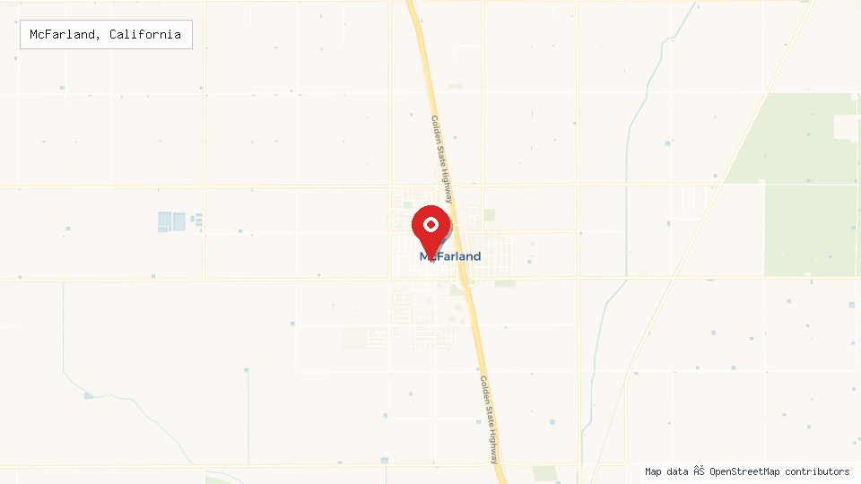 Street map of McFarland, California with location pin