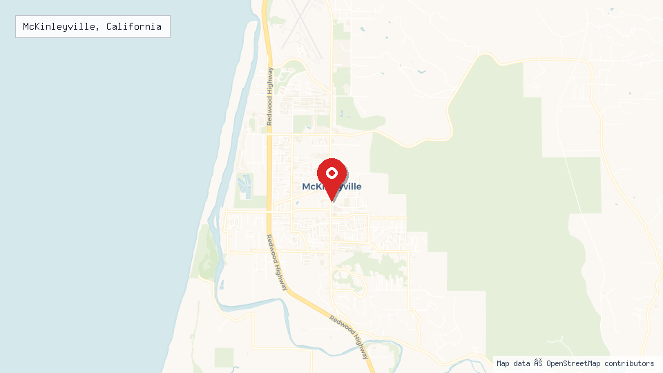 Street map of McKinleyville, California with location pin