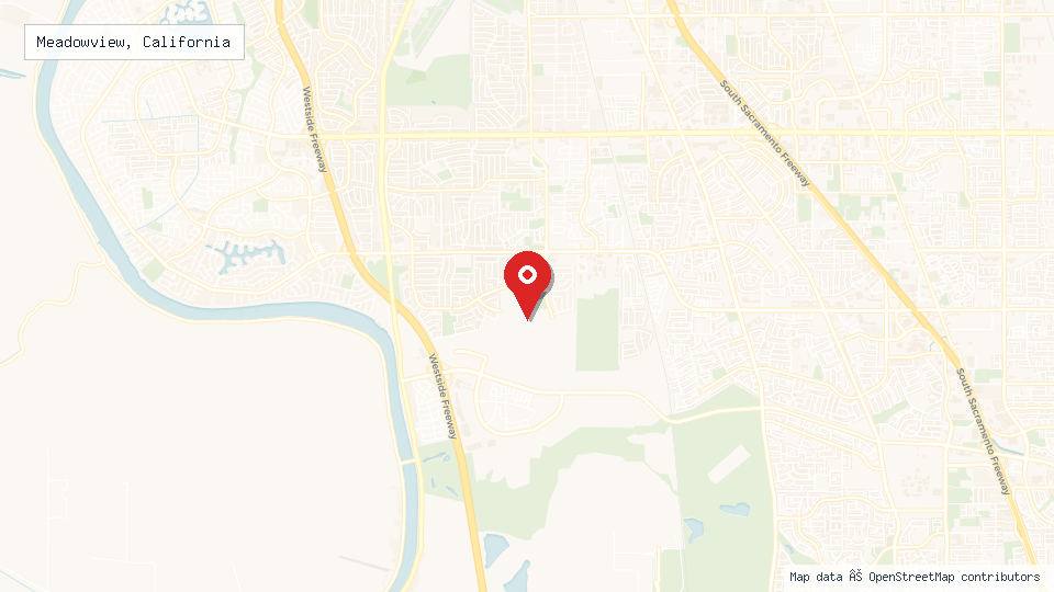 Street map of Meadowview, California with location pin