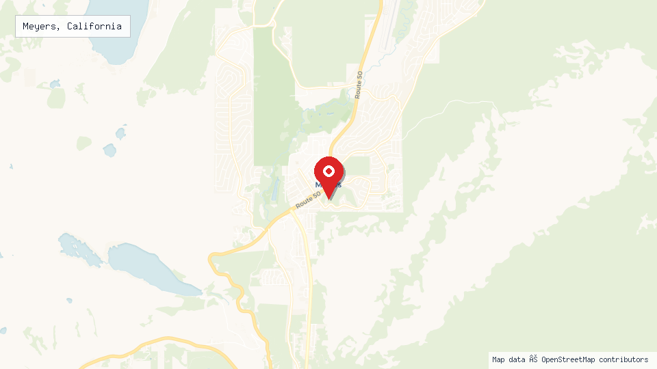 Street map of Meyers, California with location pin