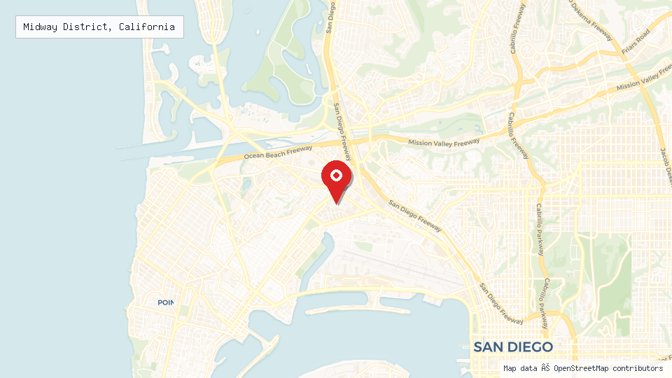 Street map of Midway District, California with location pin