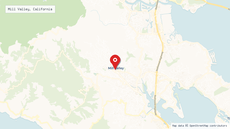 Street map of Mill Valley, California with location pin