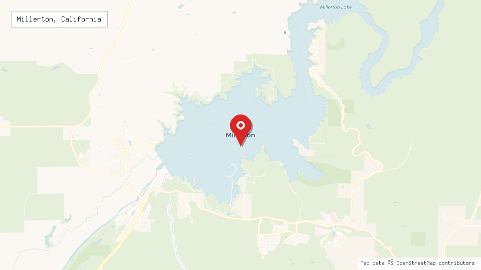 Street map of Millerton, California with location pin