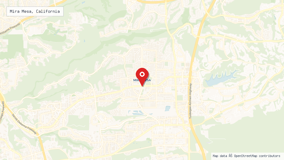 Street map of Mira Mesa, California with location pin
