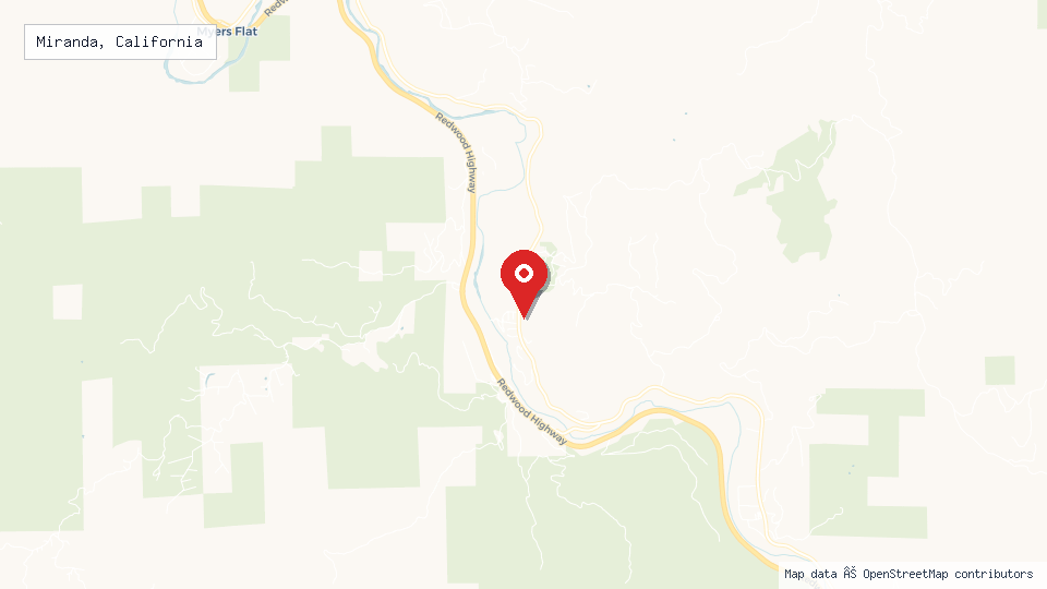 Street map of Miranda, California with location pin