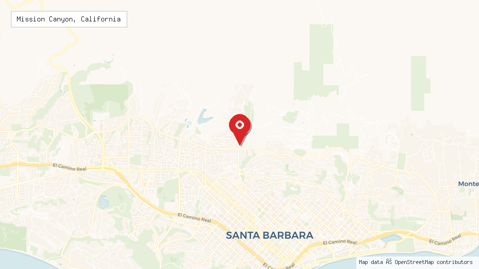 Street map of Mission Canyon, California with location pin