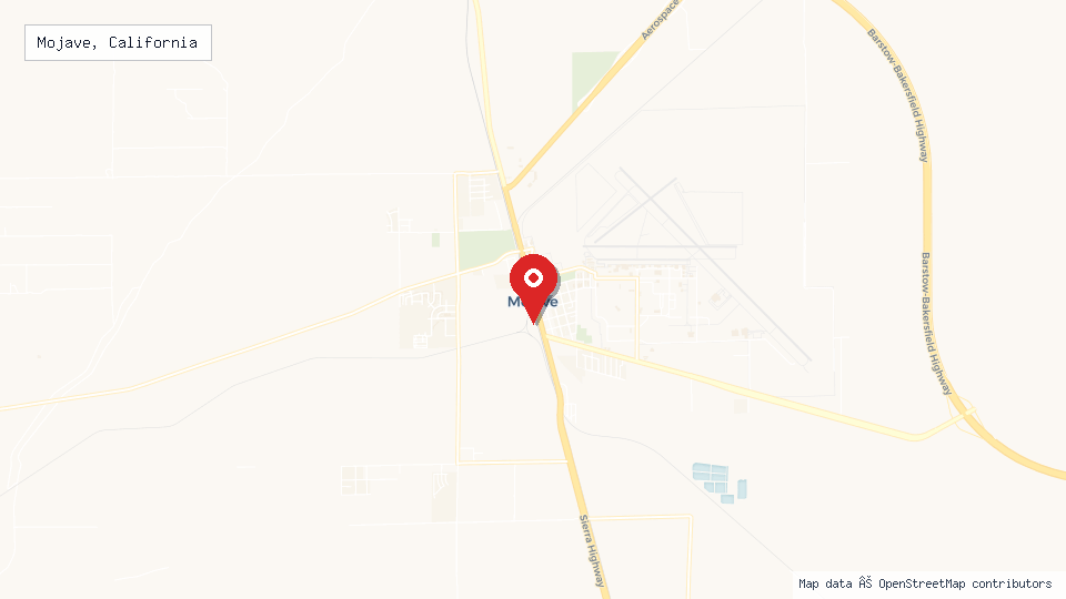 Street map of Mojave, California with location pin