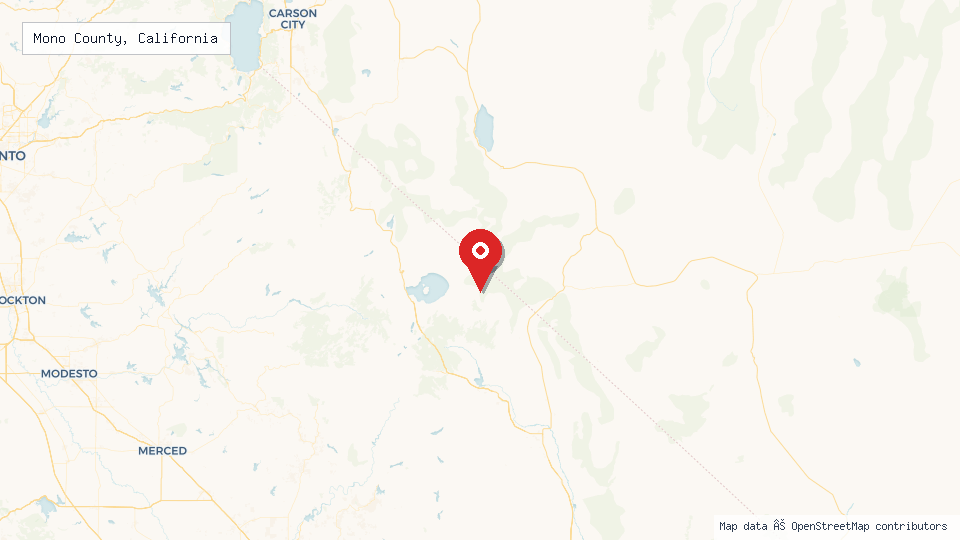 Street map of Mono County, California with location pin