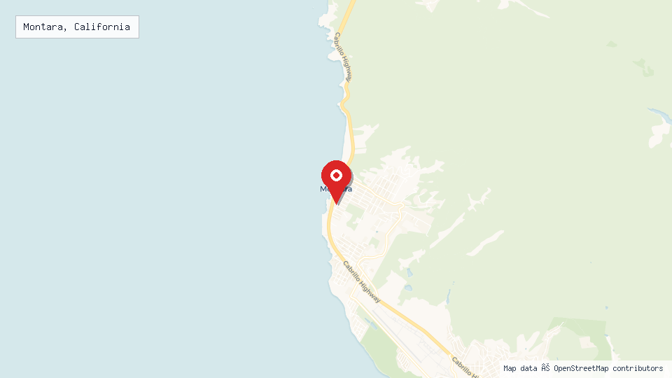 Street map of Montara, California with location pin