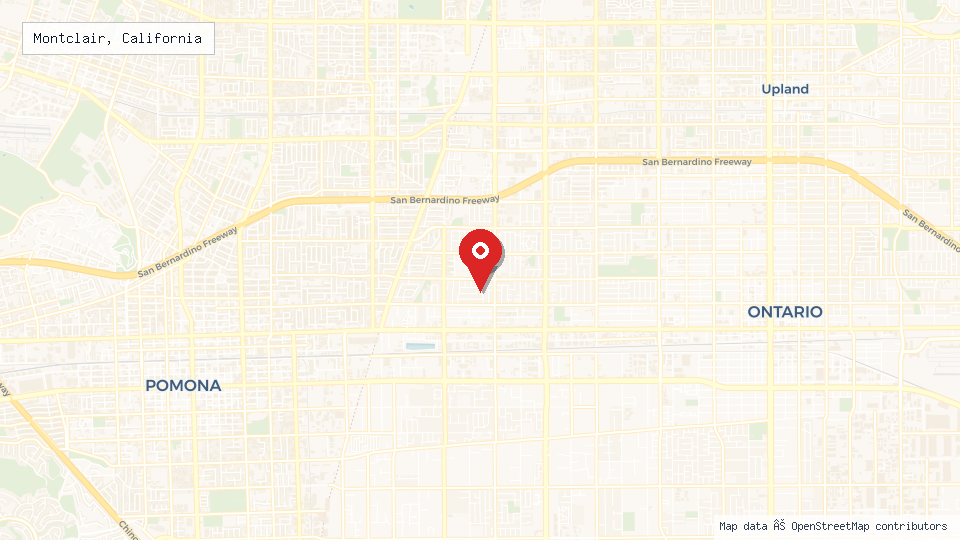 Street map of Montclair, California with location pin