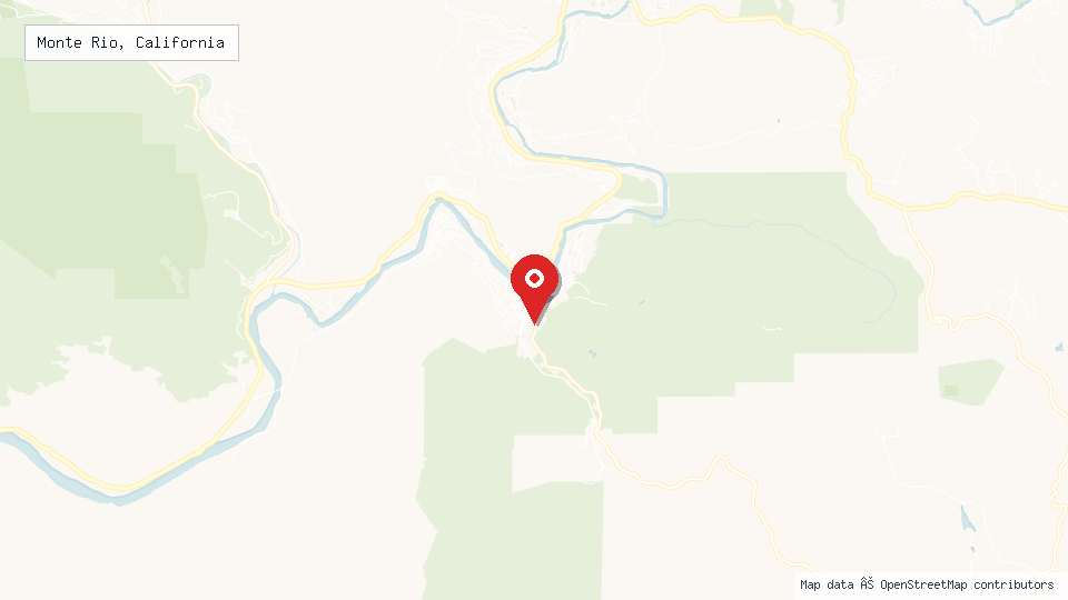 Street map of Monte Rio, California with location pin