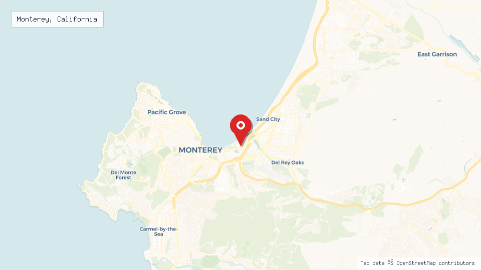 Street map of Monterey, California with location pin