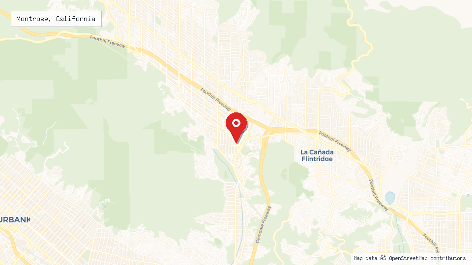 Street map of Montrose, California with location pin