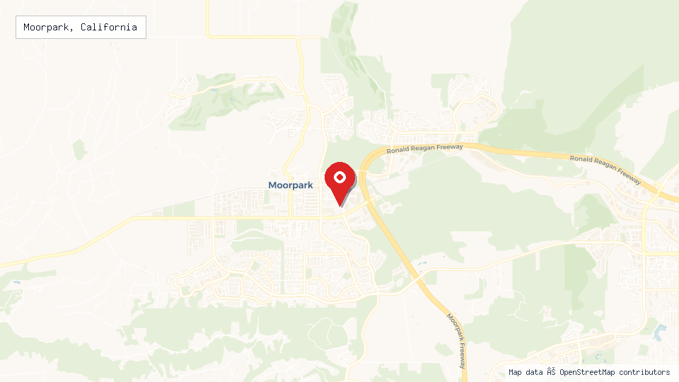 Street map of Moorpark, California with location pin