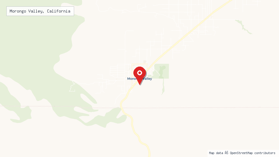 Street map of Morongo Valley, California with location pin