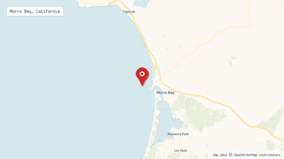 Street map of Morro Bay, California with location pin