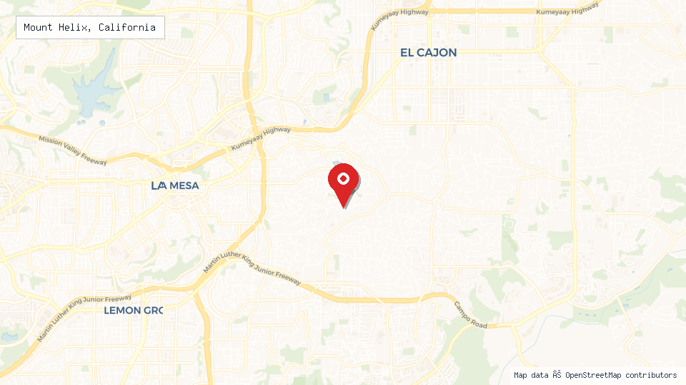 Street map of Mount Helix, California with location pin