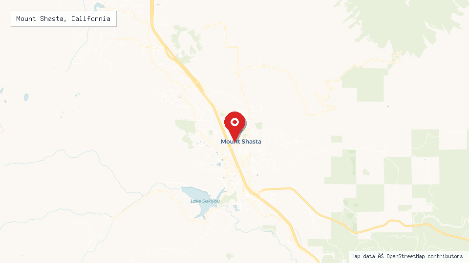 Street map of Mount Shasta, California with location pin