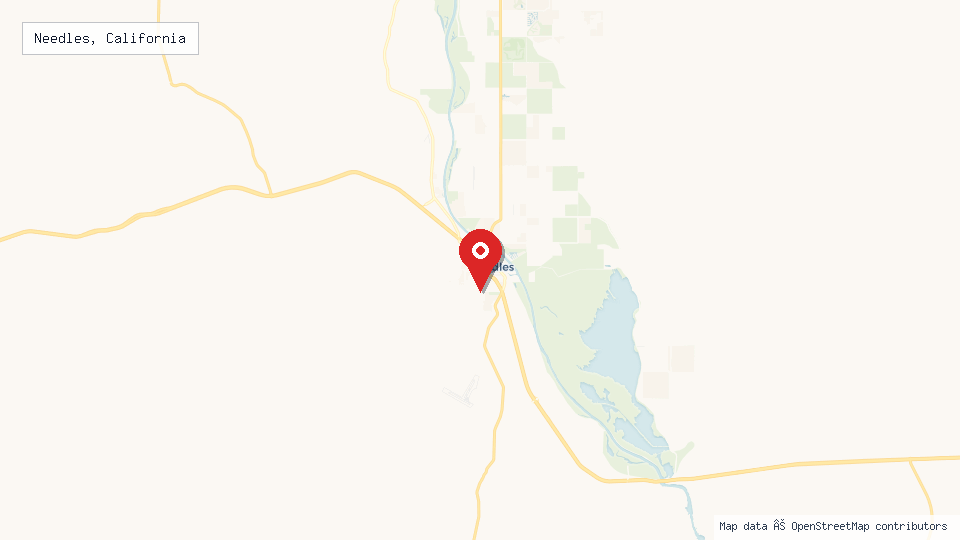Street map of Needles, California with location pin