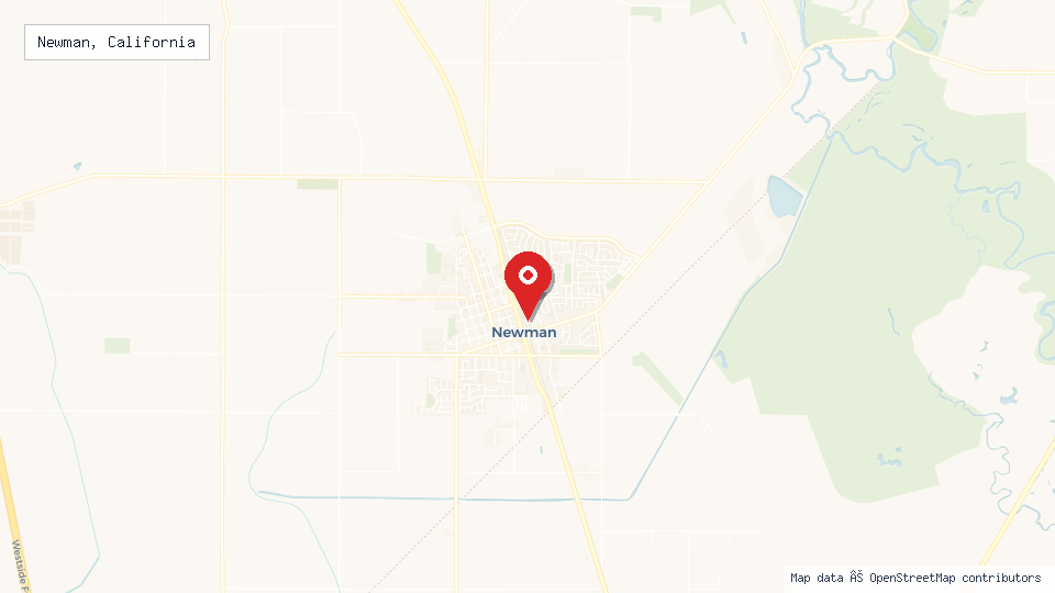 Street map of Newman, California with location pin