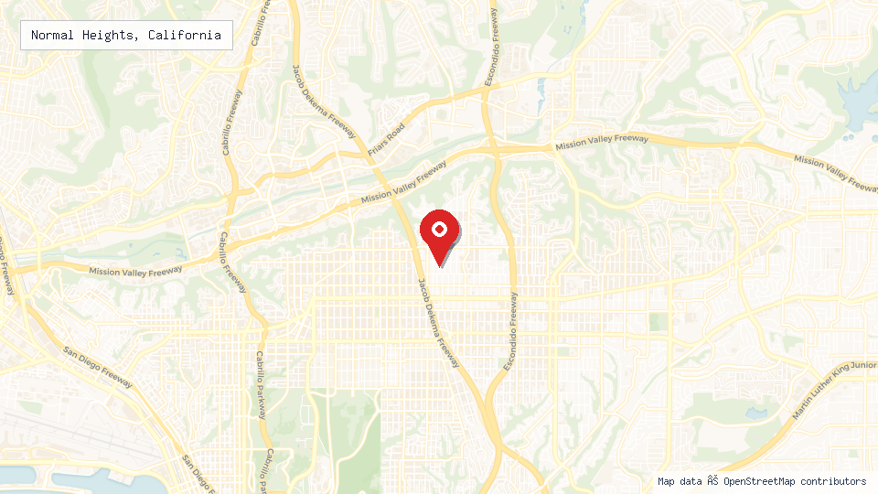 Street map of Normal Heights, California with location pin
