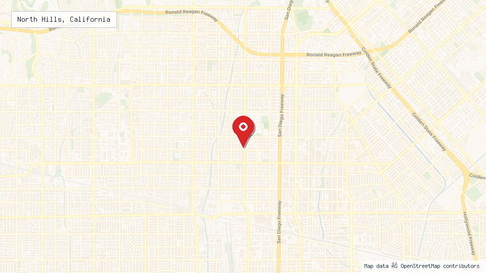 Street map of North Hills, California with location pin