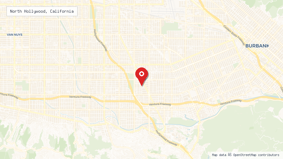 Street map of North Hollywood, California with location pin