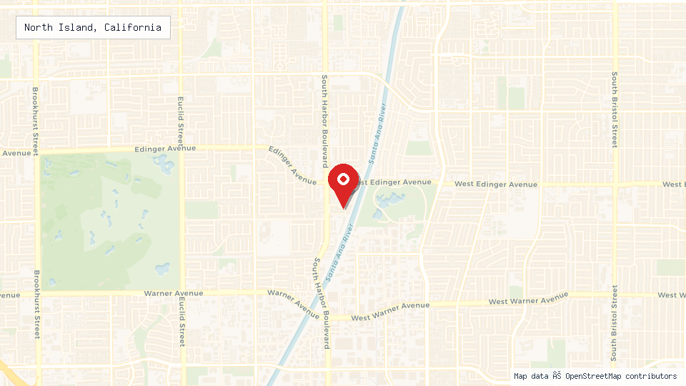 Street map of North Island, California with location pin