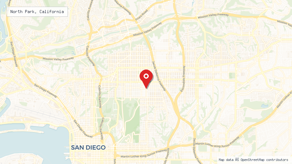 Street map of North Park, California with location pin