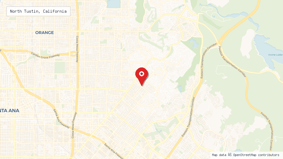 Street map of North Tustin, California with location pin