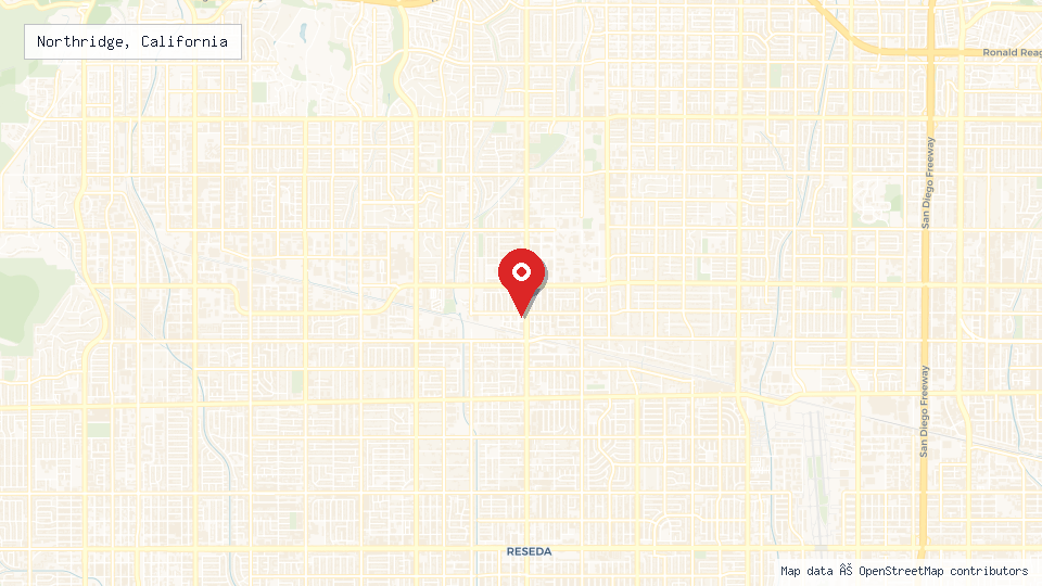 Street map of Northridge, California with location pin