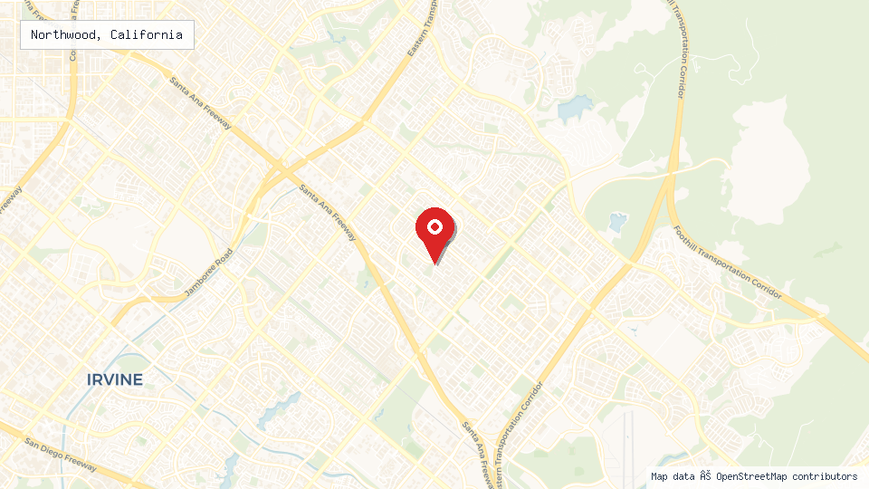 Street map of Northwood, California with location pin
